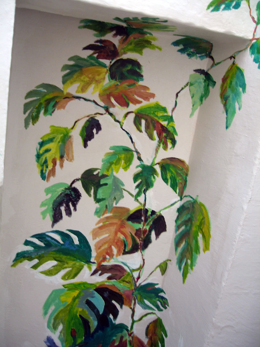 "The Vine" partial view of mural in house in Queretero, Mexico.
