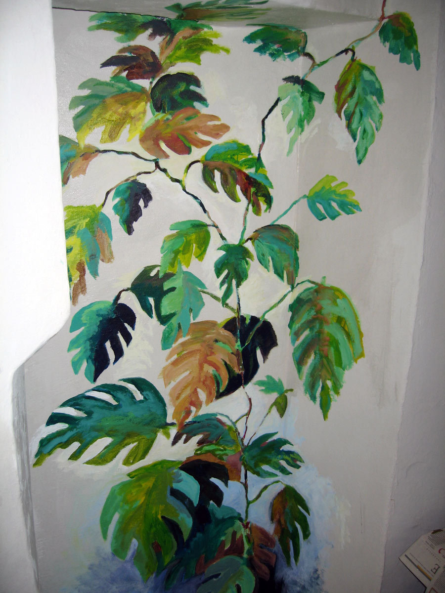 "The Vine" partial view of mural in house in Queretero, Mexico.
