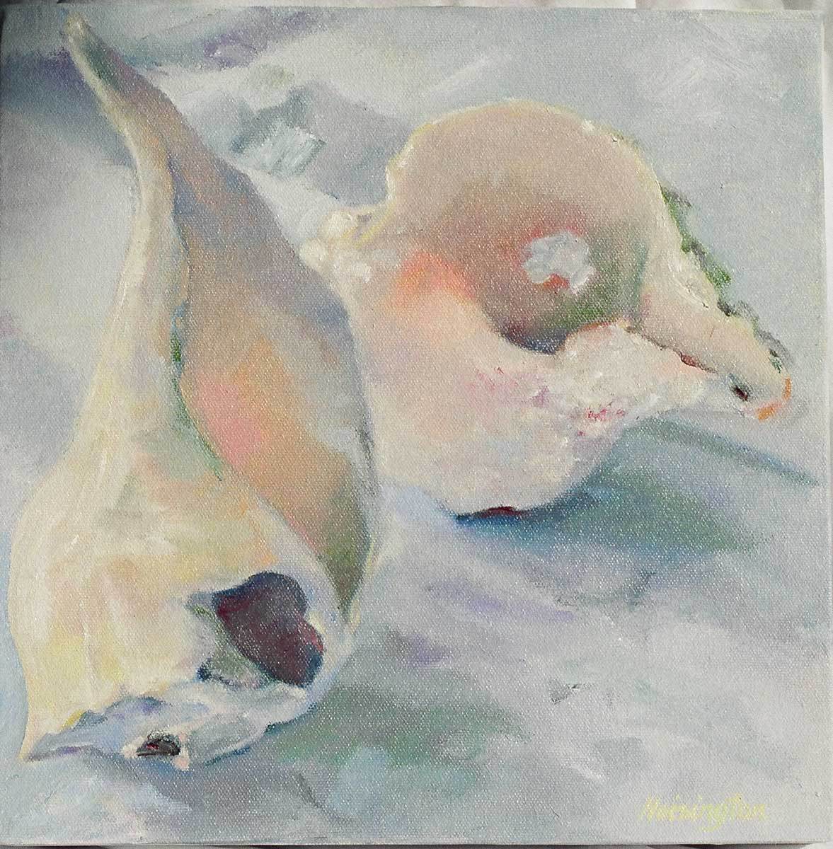 "Old Beauties #1" oil on canvas, 1x1 foot , 31x31 cm [private collection, Sanibel, Florida, USA]