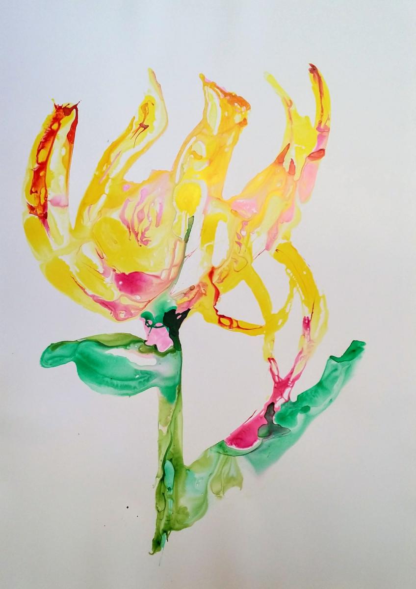 "Lily-flowered Tulip" Archival Inks on yupo paper on panel, 89x64 cm, 35x25 inches (private collection, Sydney)