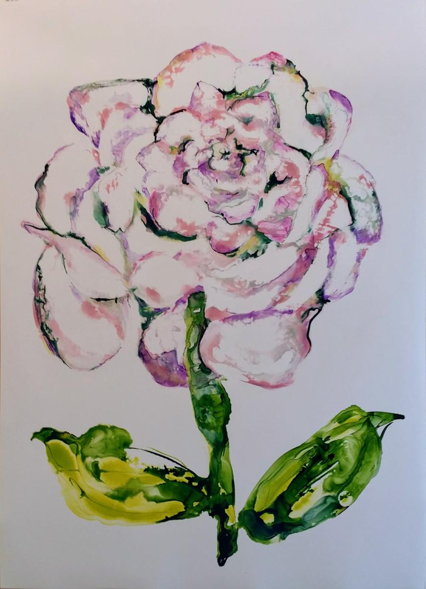 "Rose" Archival Inks on yupo paper on panel, 89x64 cm, 35x25 inches (private collection, Sydney)