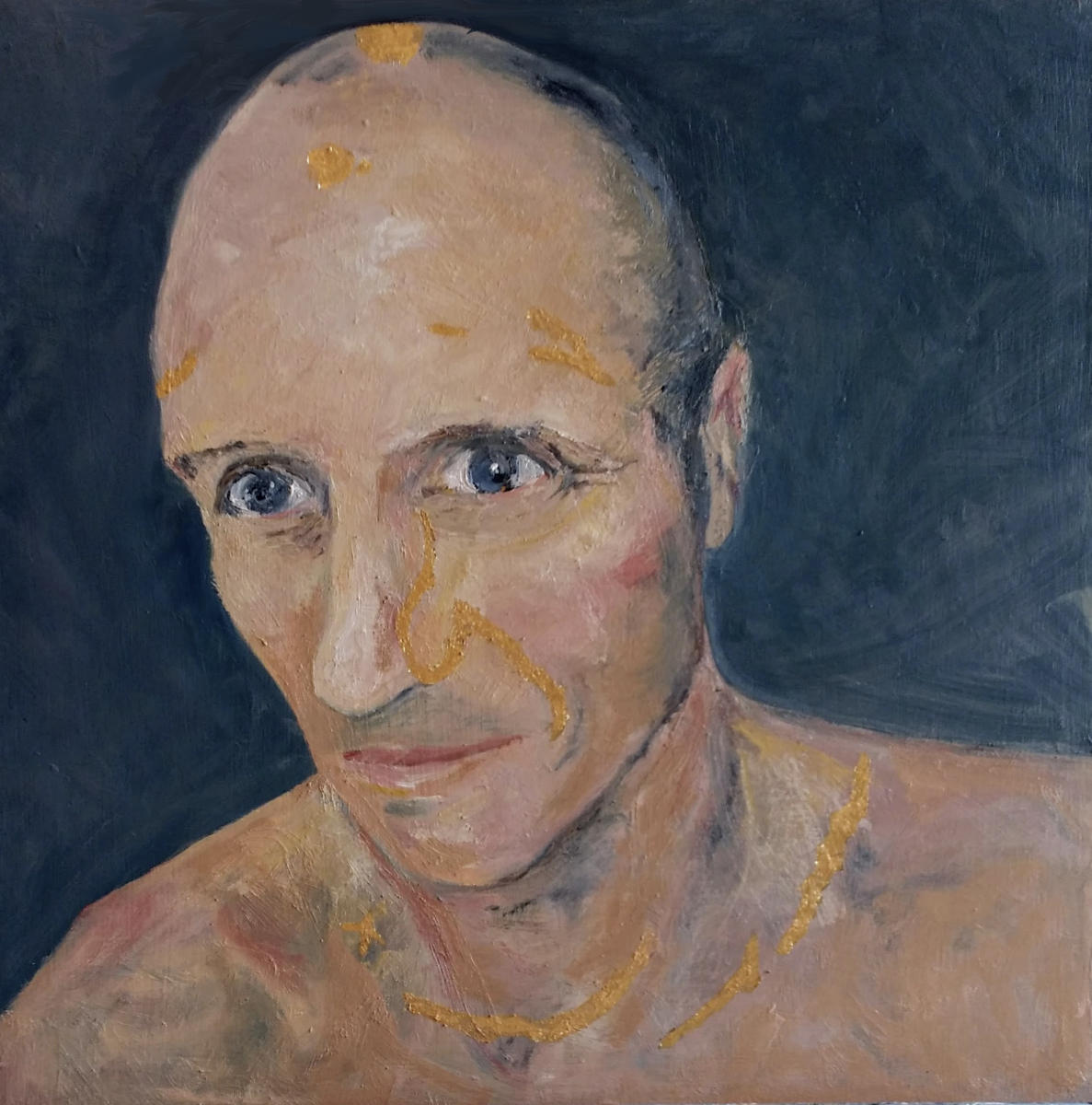 "Paul, Kintsugi Man" oil on board, commission, Alice Springs, Australia