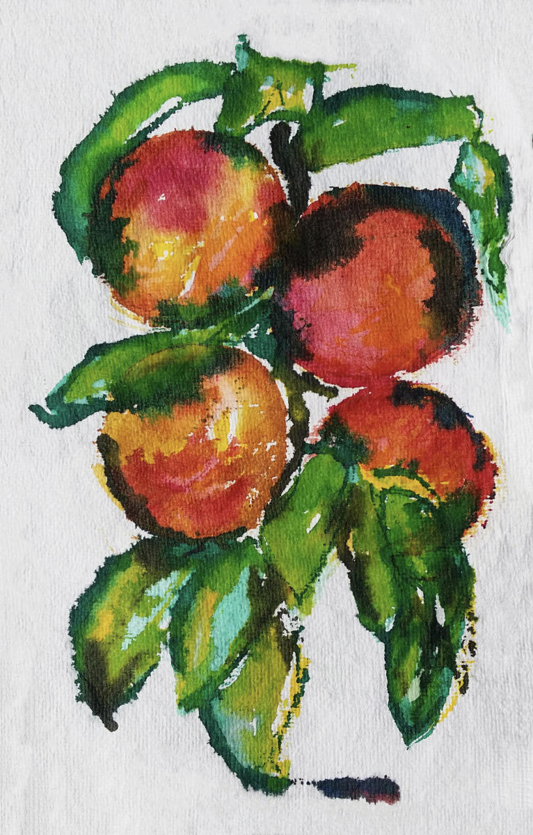 "Peaches & Pears #1," Card, 5x7 inches, 13x18 cm & envelope 