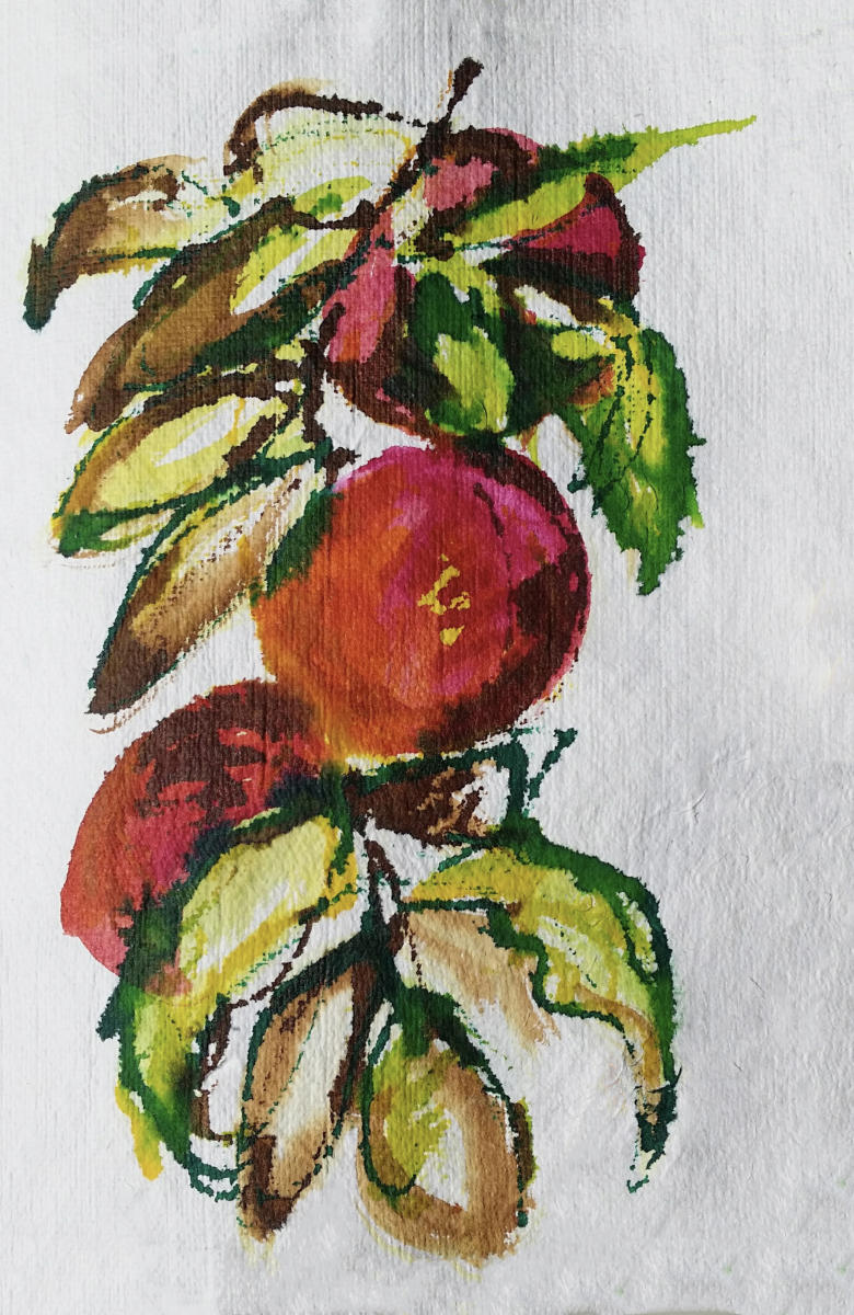 "Peaches & Pears #2," Card, 5x7 inches, 13x18 cm & envelope 