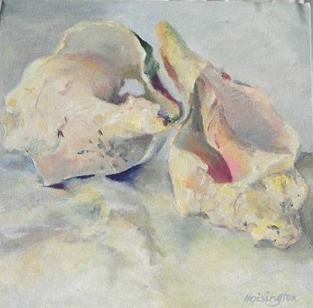 "Old Beauties #2" oil on canvas, 1x1 foot , 31x31 cm [private collection, Sanibel, Florida, USA]