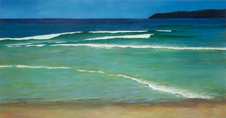 "Summer Sun, Low Tide at Queensie" oil on canvas, 3x6 ft, 92x183 cm, private collection, Sydney, Australia