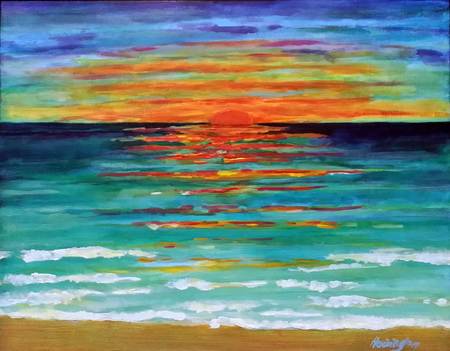 "Sea Light Sunrise" oil on panel,30x38 cm, 12x15 inches, private collection, Sydney, Australia
