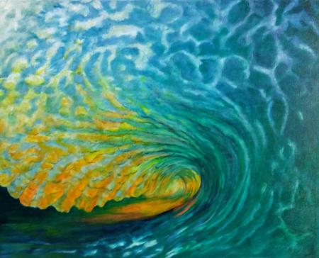 "Daybreak Wave" oil on canvas, 61x76 cm, 24 x 30 inches.  Private collection, Sydney, Australia