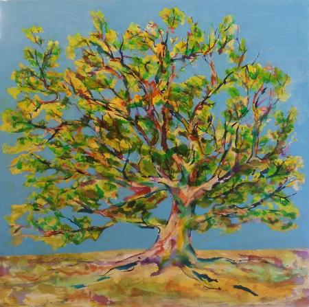 "Happy Tree" inks on canvas, 91x91 cm, 36x36 inches, private collection, Sydney, Australia