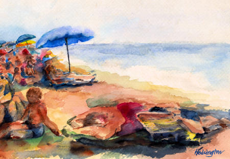 "Beached" watercolour, collection of the artist