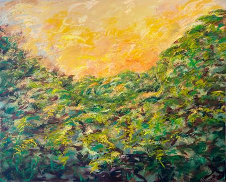 Gestural Forest, Early Light, oil on canvas, 120 x 150 cm (4' x 5')